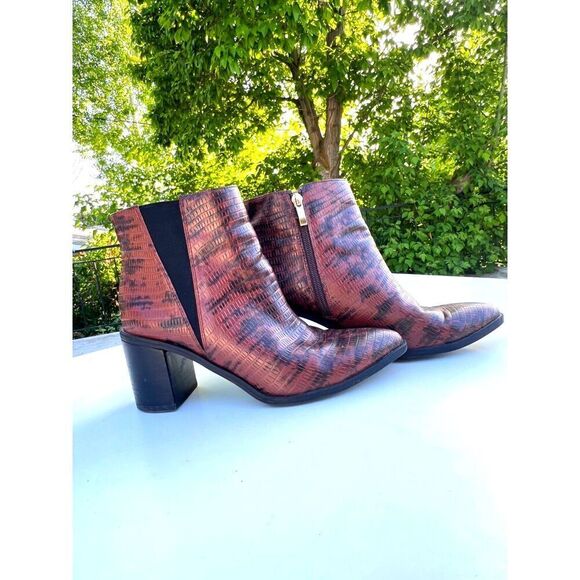 Franco Sarto Shoes boots ankle bootie snake leather luxury casual embossed 8. - Picture 7 of 11